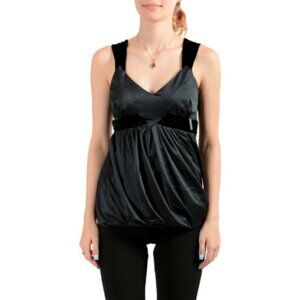 Galliano NWT Black Velvet Top Accents Bubble Hem Shirt 42